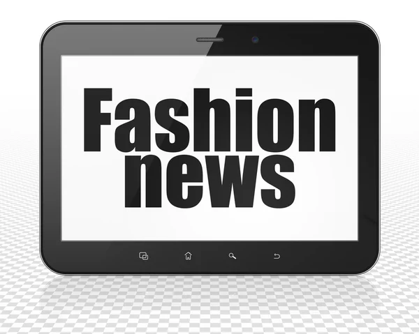 News concept: Tablet Pc Computer with Fashion News on display — Stock Photo, Image