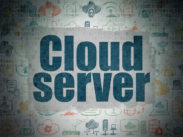 Концепция облачных вычислений: Облачный сервер на фоне цифровой бумаги — стоковое фото