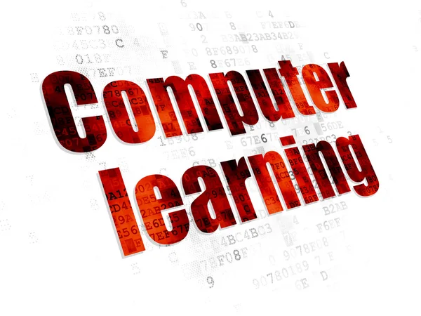 Concepto educativo: Aprendizaje por ordenador sobre fondo digital —  Fotos de Stock