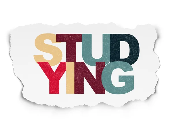 Education concept: Studying on Torn Paper background — 图库照片