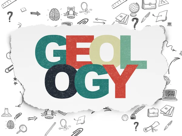 Studying concept: Geology on Torn Paper background — Stockfoto