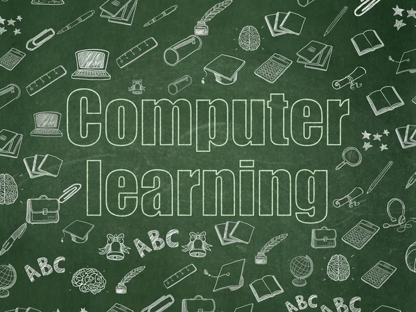 Education concept: Computer Learning on School Board background — Stock Photo, Image