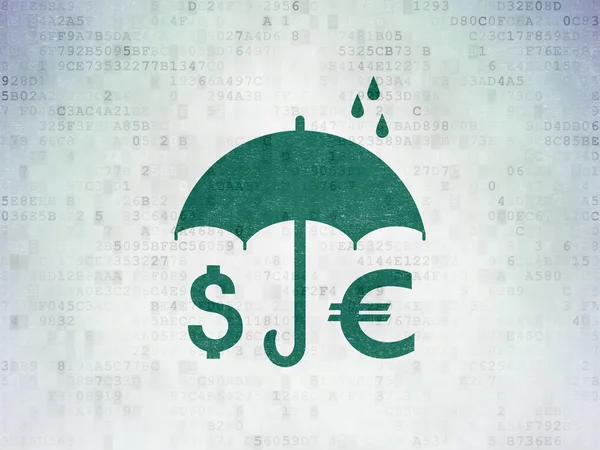 Insurance concept: Money And Umbrella on Digital Paper background — 图库照片