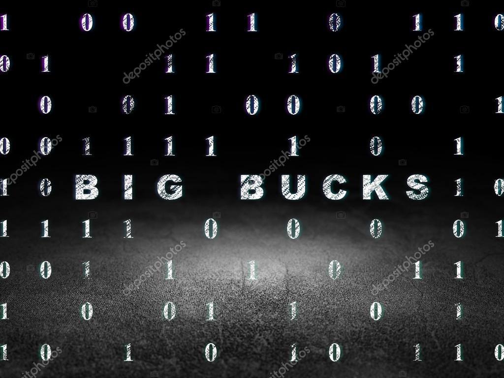 Business Concept Big Bucks In Grunge Dark Room Stock