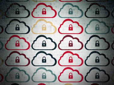 Cloud technology concept: Cloud With Padlock icons on Digital Paper background