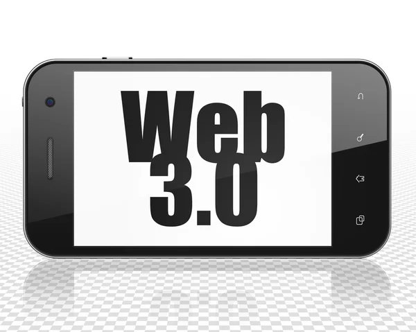 Concept de conception Web : Smartphone avec Web 3.0 à l'écran — Photo