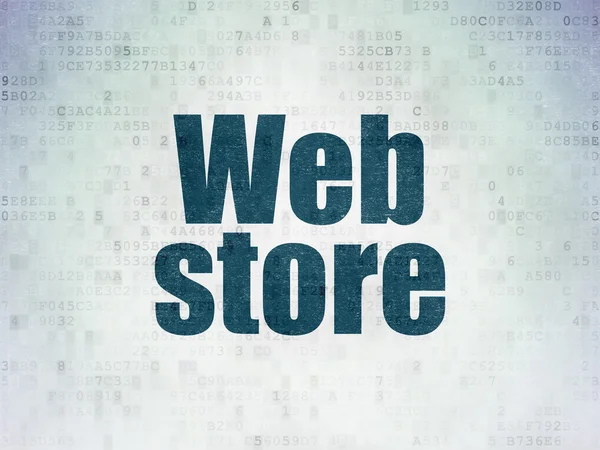 Conceito de desenvolvimento Web: Web Store em fundo de papel digital — Fotografia de Stock
