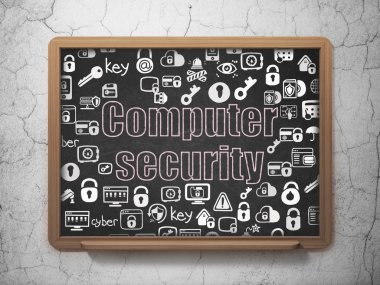 Safety concept: Computer Security on School Board background