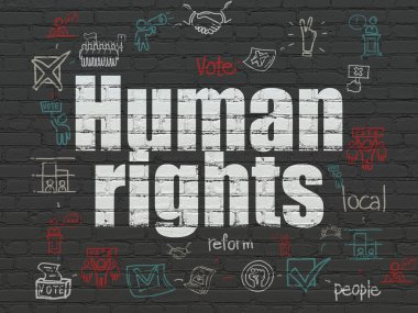Siyasi kavram: insan hakları duvar arka plan üzerinde