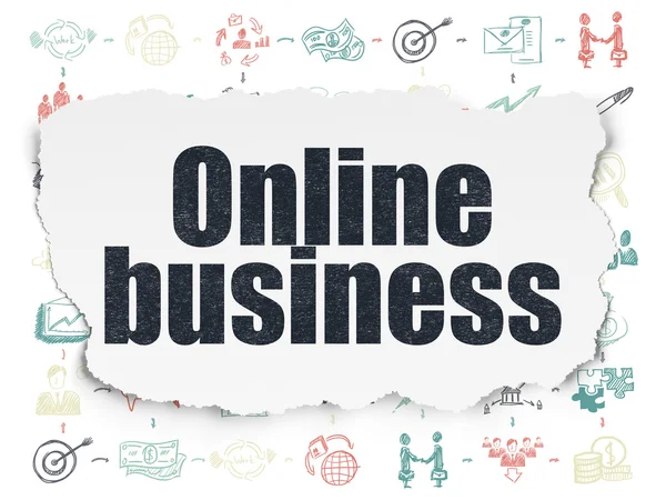 Bedrijfsconcept: Online Business op gescheurd papier achtergrond — Stockfoto