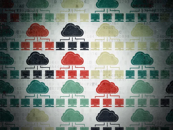 Cloud technology concept: Cloud Network icons on Digital Paper background — Stock Photo, Image