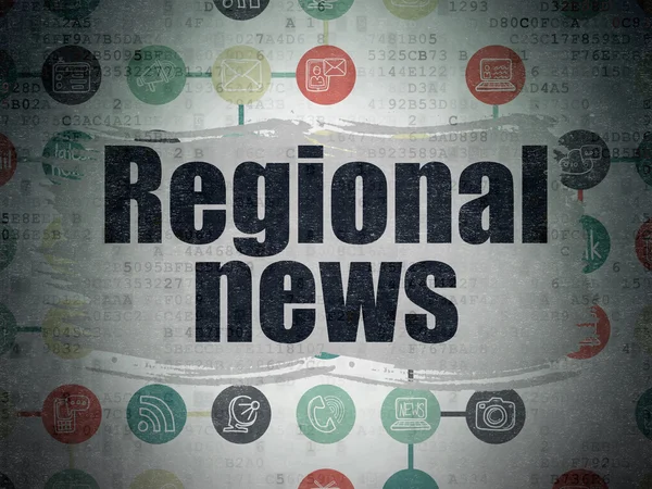 Концепція новин: Регіональні новини на фоні цифрового паперу — стокове фото