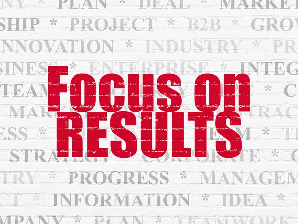 Business concept: Focus on RESULTS on wall background — Stock Photo, Image