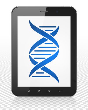 Science concept: Tablet Pc Computer with DNA on display