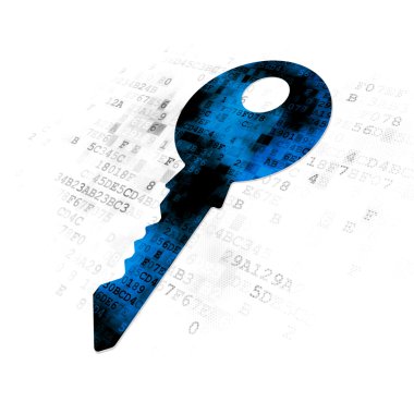 Emniyet konsepti: dijital arka plan üzerinde anahtar