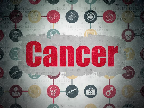 Концепция здравоохранения: Рак на фоне цифровой бумаги — стоковое фото