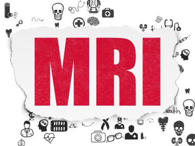 Medicine concept: MRI on Torn Paper background