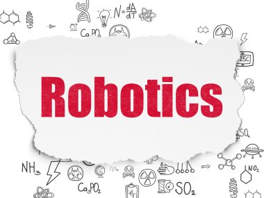 Bilim konsepti: Yırtık Kağıt zemininde robotik