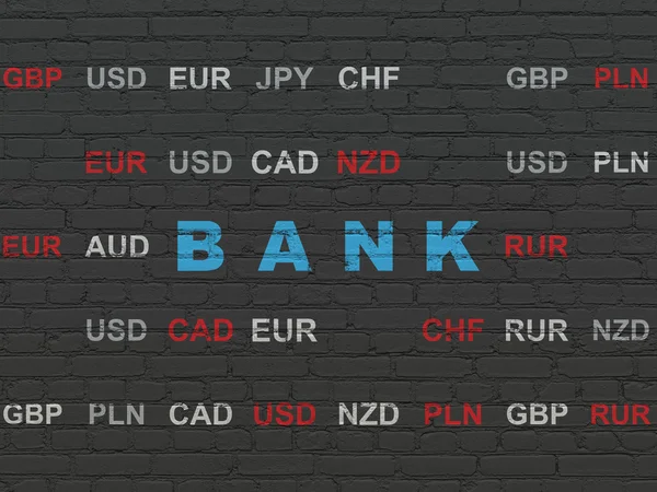 Concetto di denaro: banca su sfondo muro — Foto Stock