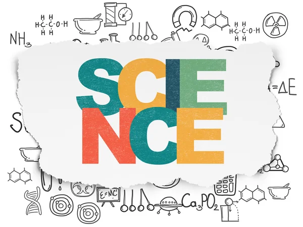 Koncepce vědy: věda na roztrhané papírové pozadí — Stock fotografie