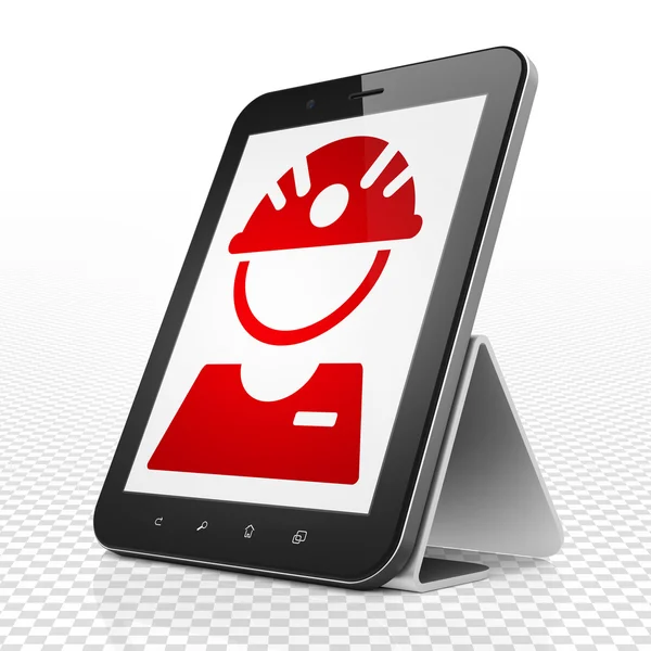 Industry concept: Tablet Computer with Factory Worker on display — Stock Photo, Image