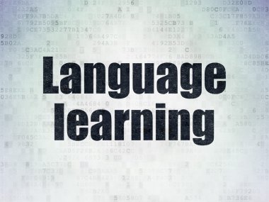 Studying concept: Language Learning on Digital Paper background