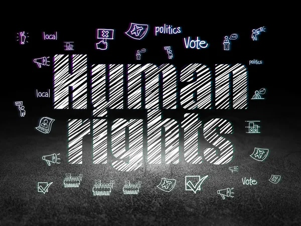Politics concept: Human Rights in grunge dark room