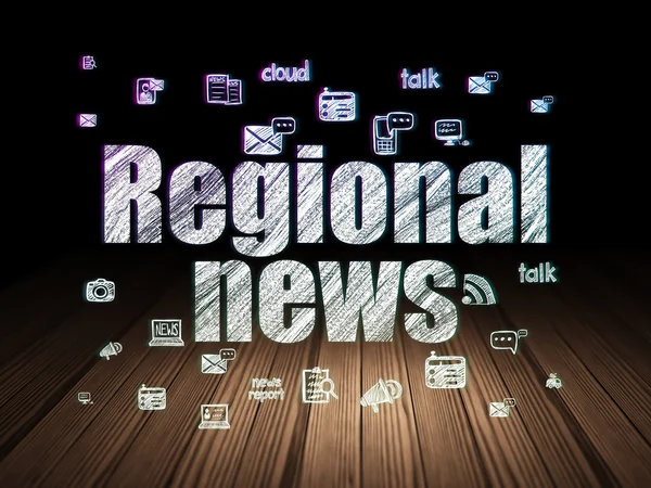 News concept: Regional News in grunge dark room — Stock Photo, Image