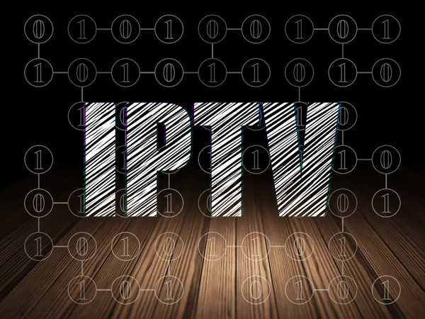 Web geliştirme kavramı: IPTV grunge karanlık odada — Stok fotoğraf