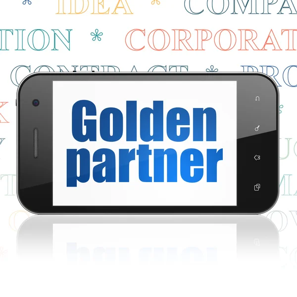 Finance concept: Smartphone with Golden Partner on display — Stock fotografie