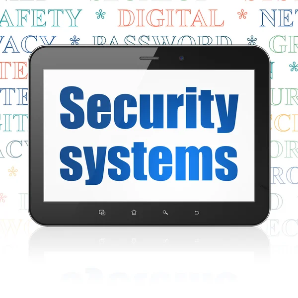 Concepto de seguridad: Tablet Computer con sistemas de seguridad en pantalla — Foto de Stock