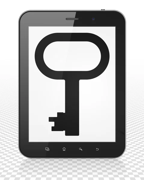 Privacy concept: Tablet Pc Computer with Key on display — Stockfoto