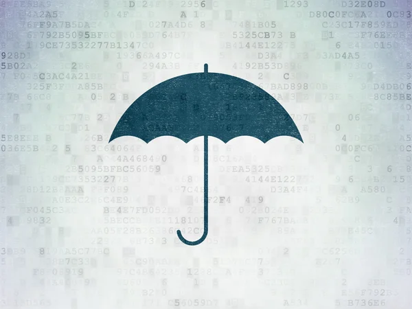 Концепция безопасности: зонтик на фоне цифровой бумаги — стоковое фото