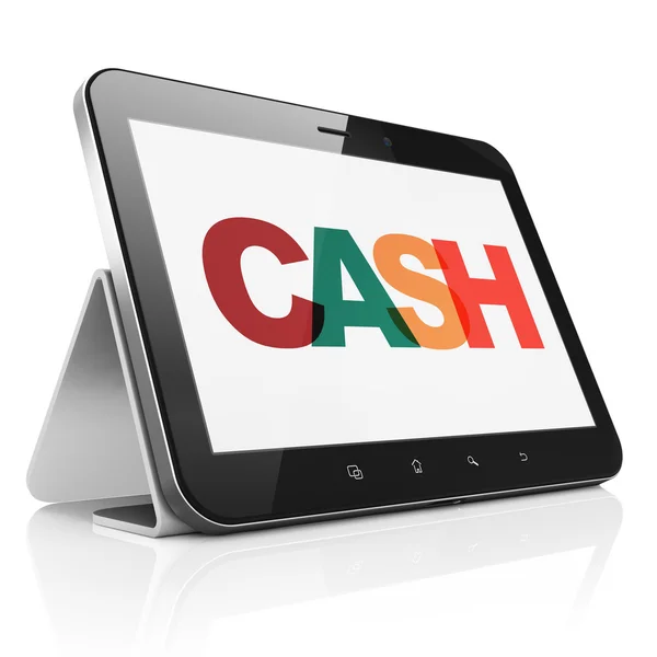 Currency concept: Tablet Computer with Cash on  display — Stock Photo, Image