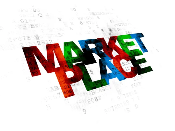 Marketingové koncepce: tržiště na digitální pozadí — Stock fotografie