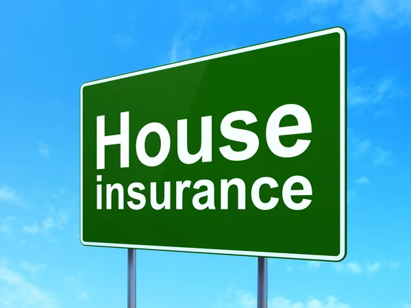 Insurance concept: House Insurance on road sign background — Φωτογραφία Αρχείου