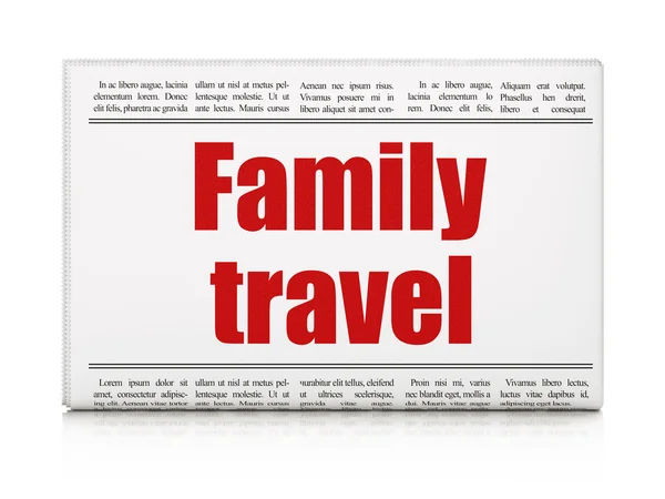 Концепція відпустки: заголовок газети Family Travel — стокове фото
