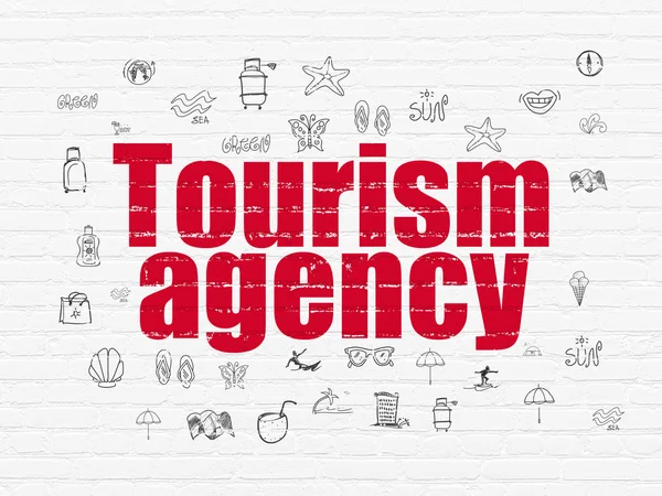 Концепция путешествий: Tourism Agency on wall background — стоковое фото