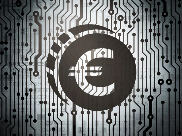 Currency concept: circuit board with Euro Coin — 스톡 사진