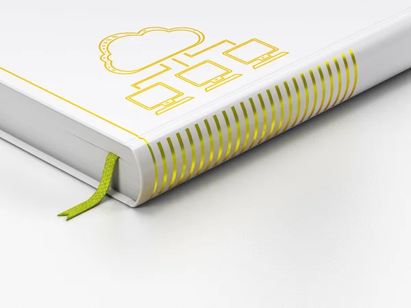 Cloud networking concept: closed book, Cloud Network on white background — Stock Photo, Image