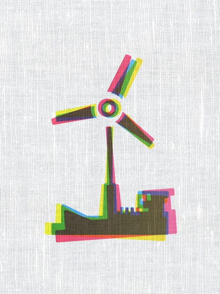 Industry concept: Windmill on fabric texture background — Stockfoto