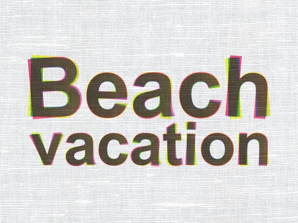 Travel concept: Beach Vacation on fabric texture background — Stock Photo, Image