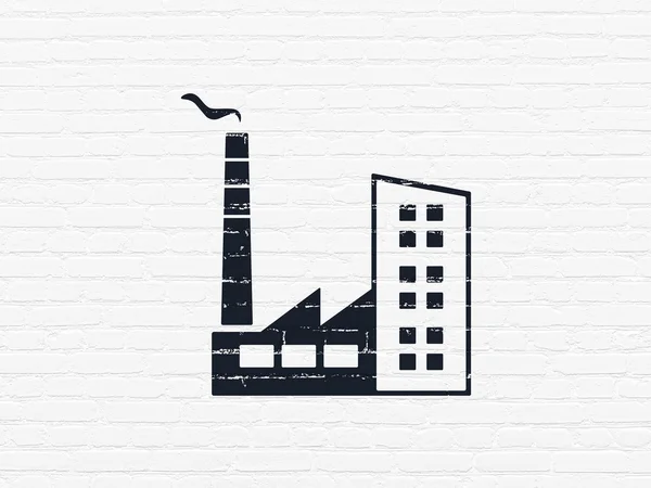 Finance concept: Industry Building on wall background — Stock Photo, Image