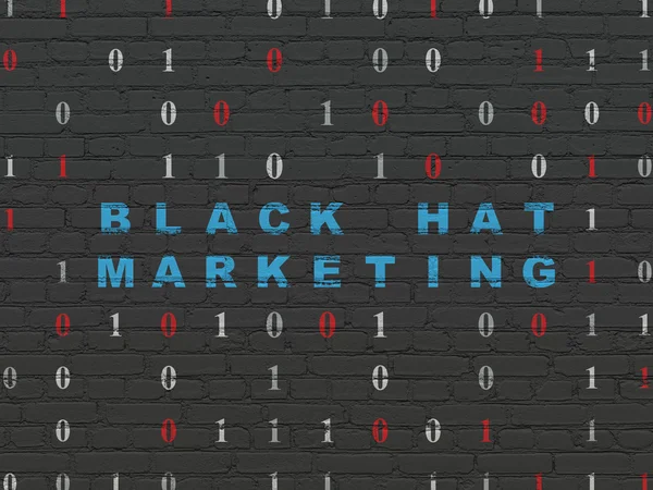 Bedrijfsconcept: Black Hat Marketing op muur achtergrond — Stockfoto