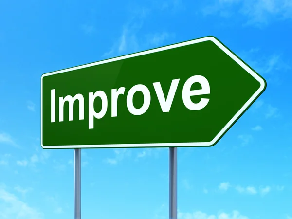 Finance concept: Improve on road sign background — Stockfoto