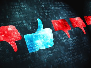 sosyal network kavramı: yukarı, aşağı dijital arka plan üzerinde thumb