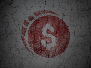 Banking concept: Dollar Coin on grunge wall background