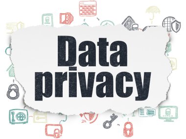 Güvenlik kavramı: yırtık kağıt arka plan üzerinde veri gizliliği