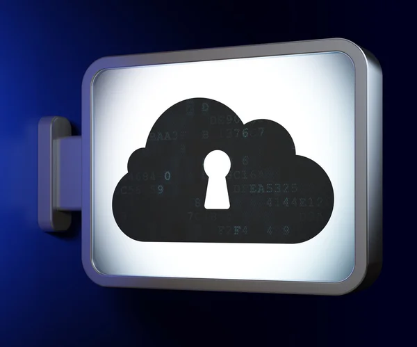 Cloud-Netzwerkkonzept: Cloud mit Schlüsselloch auf Plakathintergrund — Stockfoto