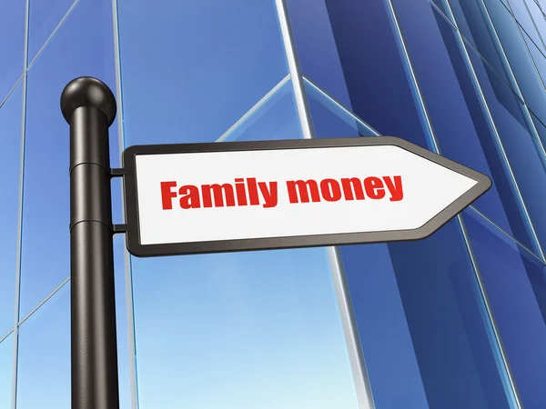 Money concept: sign Family Money on Building background — 图库照片